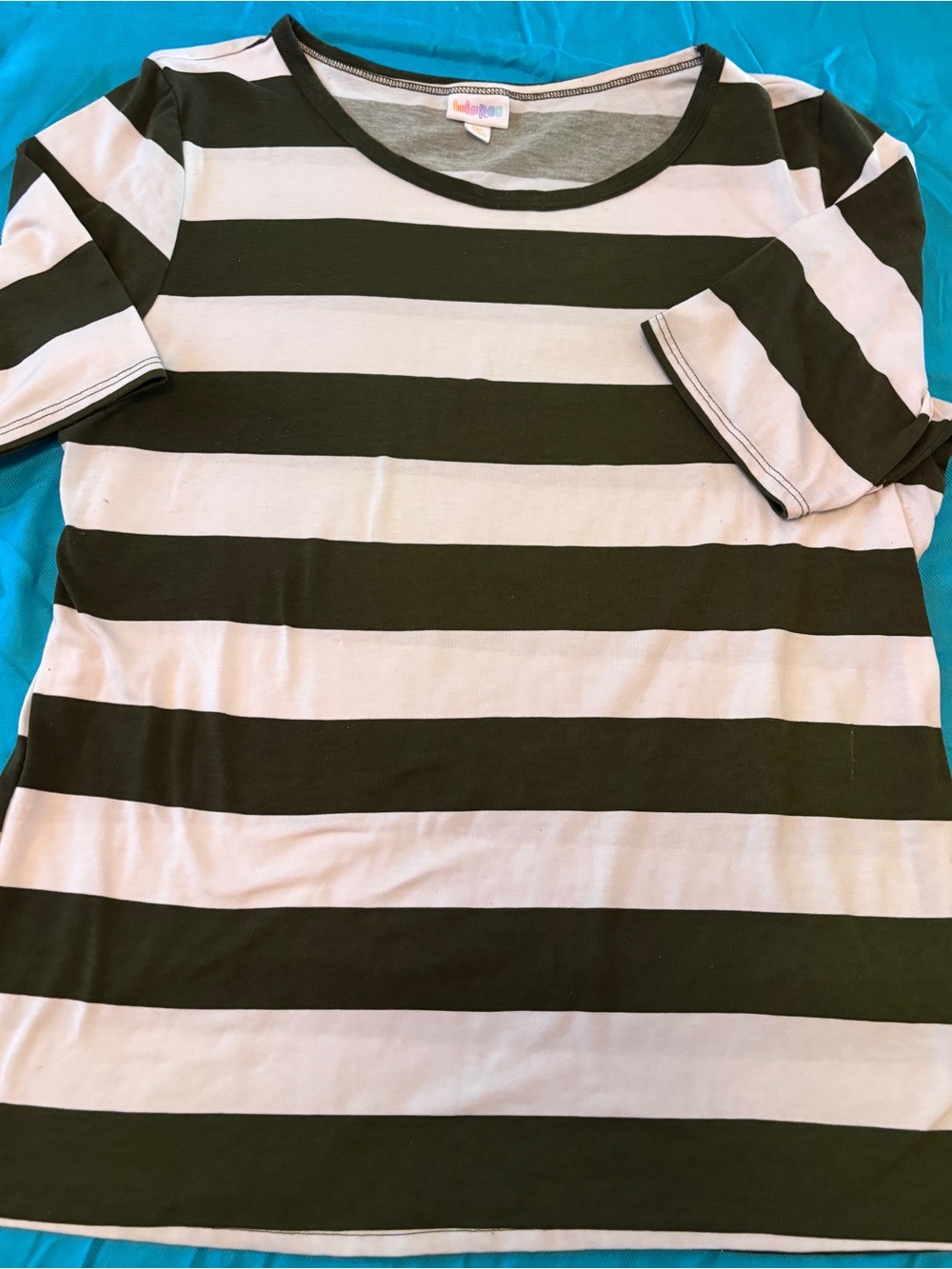 Olive green & cream stripped lularoe Tee